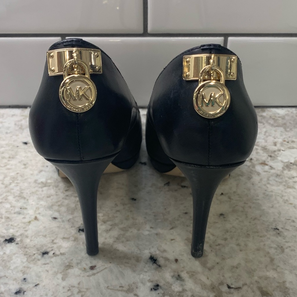 Michael Kors black peep toe heels